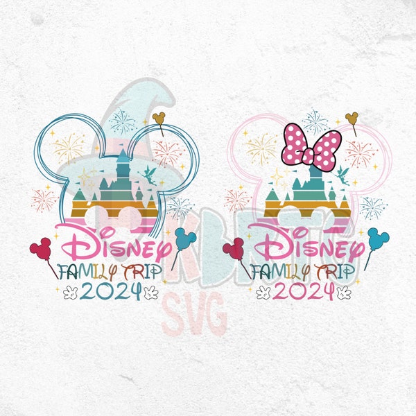 2024 Family Vacation PNG Bundle, Vacay Castle, Family Trip Mickey Minnie World, Trip 2024, D100, 100th Years