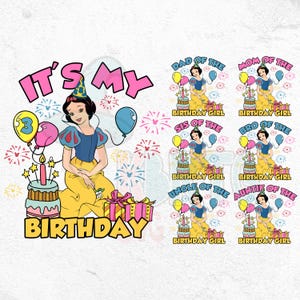 Princess Snow White Birthday Girl Png, Custom Disney Birthday Party Png, Princess Family Birthday Trip Png, Family Birthday Matching Png