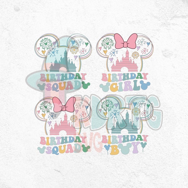 It's My Birthday Png Bundle, Groovy Birthday Girl and Boy Design, Magical Castle Celebration Png Bundle,Birthday Squad Girl and Boy