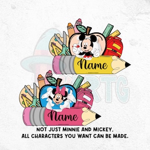 Custom Characters Back to School Png, Custom Back To School, First Day Of School Png, Personalized Mickey Minnie Back To School