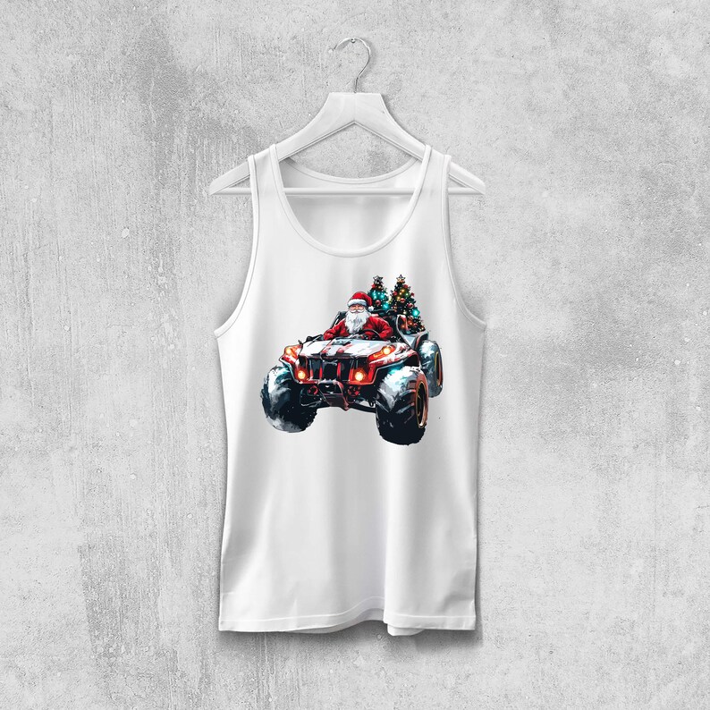 Christmas Santa Monster Truck Christmas Lights PNG, Merry Christmas Png