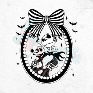 Jack Skellington Bow PNG, Pumpkin King Download digitale, Jack Skellington e Zero Ribbon Png per la sublimazione di Halloween