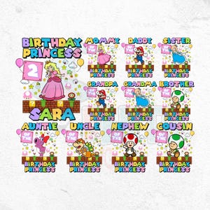 Niestandardowe urodziny Super Księżniczki Peach PNG, urodziny Księżniczki Peach Png, Mario Party Birthday Png, Birthday Girl Png, cyfrowe pobieranie