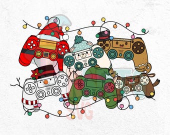 Christmas Controller Png, Christmas Gaming Png, Video Game Christmas Lights Png, Gamer Boy Christmas Png, Kids Christmas Png, Christmas Gift