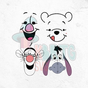 Winnie the Pooh Bundle PNG, Pooh PNG Bundle, Winnie, Tiger, Piglet Face Png Bundle, Winnie and Friends Png, Winnie the Pooh