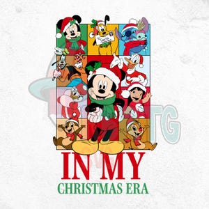 W mojej erze Bożego Narodzenia Png, Retro Mickey Christmas Png, Kropki Doodle na Boże Narodzenie, Sublimacja koszuli świątecznej, Wesołych Świąt, Vintage Christmas