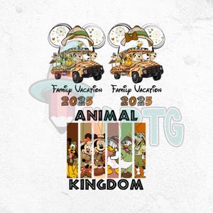 Vintage Animal Kingdom PNG, Family Vacation 2025 Bundle, Safari Vacation Shirt Png Bundle, Leopard Mouse and Friends Clipart, Let's Get Wild