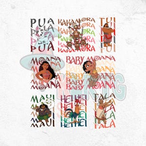 Princess Moana Characters Png Bundle, Moana Maui Png, Moana Pua Png, Moana Hei Hei Bundle, Moana Family Vacation Moana New Film Png Bundle