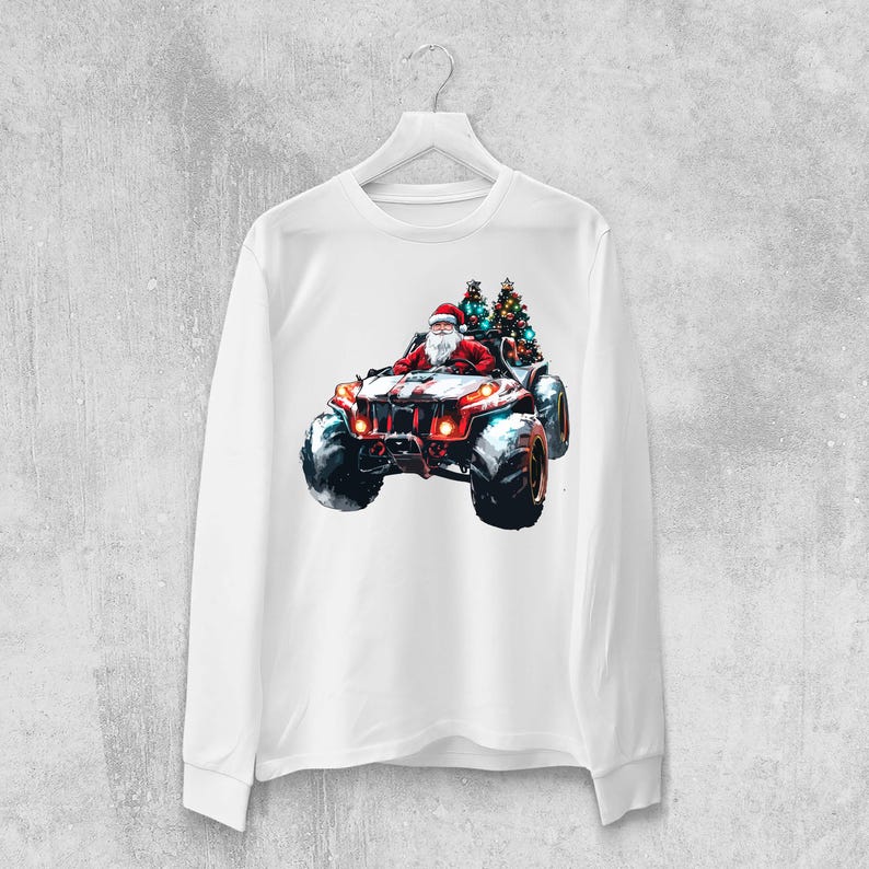 Christmas Santa Monster Truck Christmas Lights PNG, Merry Christmas Png