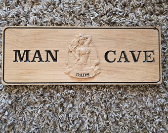 Man cave carved sign Large oak sign 600mm x230mm customised