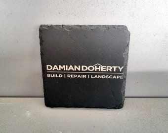Personalized slate coasters , add any text or small buisness logo , funny gift