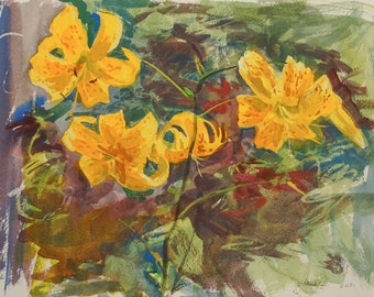 Original Watercolor painting: Lilies