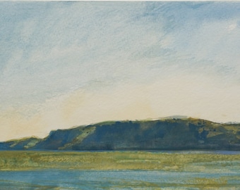 Original Watercolor Painting: Distant Skyline