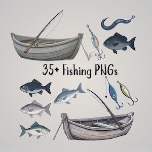 Lot de cliparts leurre de pêche PNG, impression pour couper des fichiers clipart