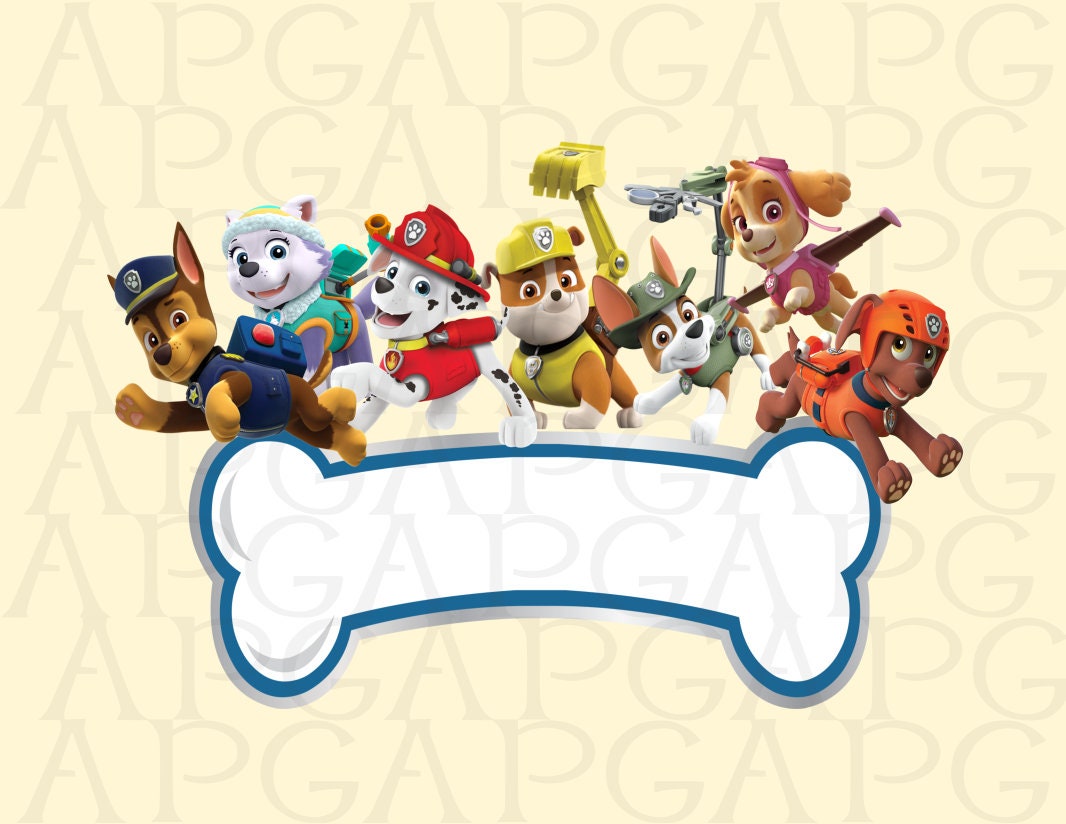 Paw Patrol Tag PNG Naam Tag PNG Party Tags PNG Paw Patrol Etsy