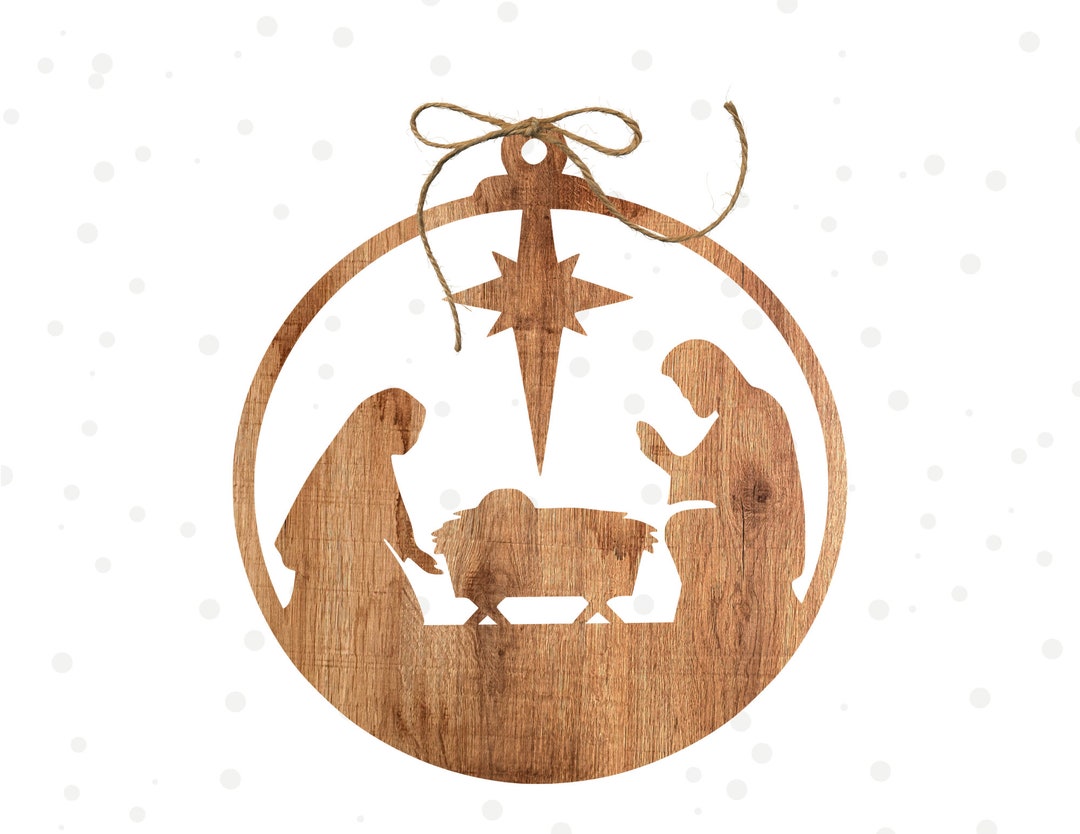 DIGITAL Nativity Ornament SVG, Ornament Glowforge Files, Circle ...