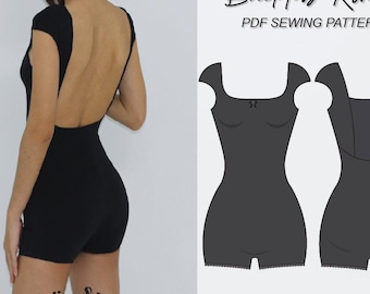 Backless Romper Sewing Pattern PDF | Instant download | Print at home | Size XS-XXL