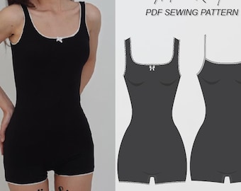 Active Romper Sewing Pattern PDF | Instant download | Print at home | Size XS-XXL