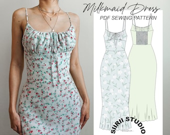 Milkmaid Dress Sewing Pattern PDF  | Instant download | Print at home | Size XS, S, M, L, XL