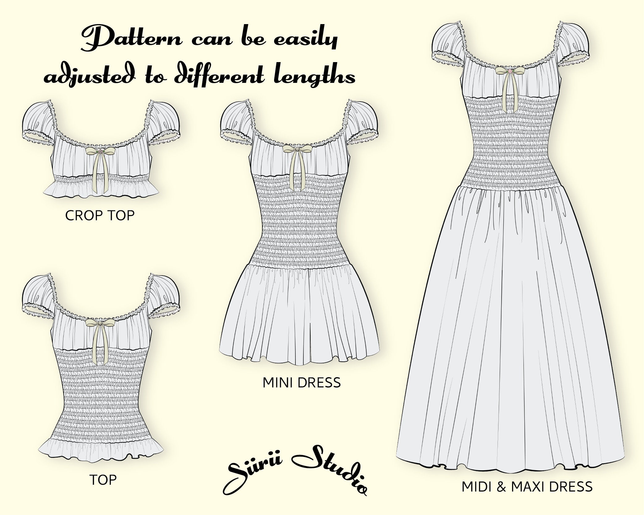 Shirred Top & Dress Sewing Pattern PDF | Instant Download