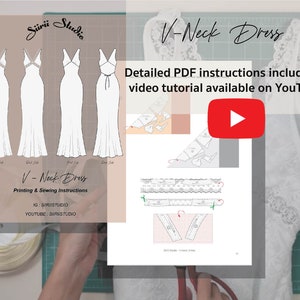 V-neck Dress Sewing Pattern PDF | Instant Download | Print at Home ...