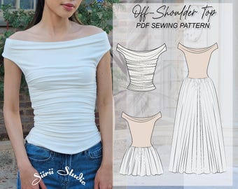 Off-shoulder Top Sewing Pattern PDF Instant Download Print at