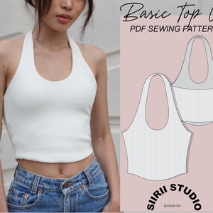 Basic Halter Top Sewing Pattern PDF | Instant download | Print at home | Size XS-XXL