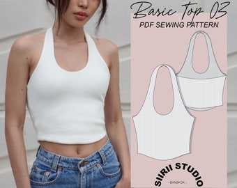 Basic Halter Top Sewing Pattern PDF | Instant download | Print at home | Size XS-XXL