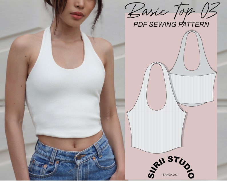 Basic Halter Top Sewing Pattern PDF Instant Download Print Etsy Basic Halter Top Sewing Pattern PDF Instant Download Print Etsy