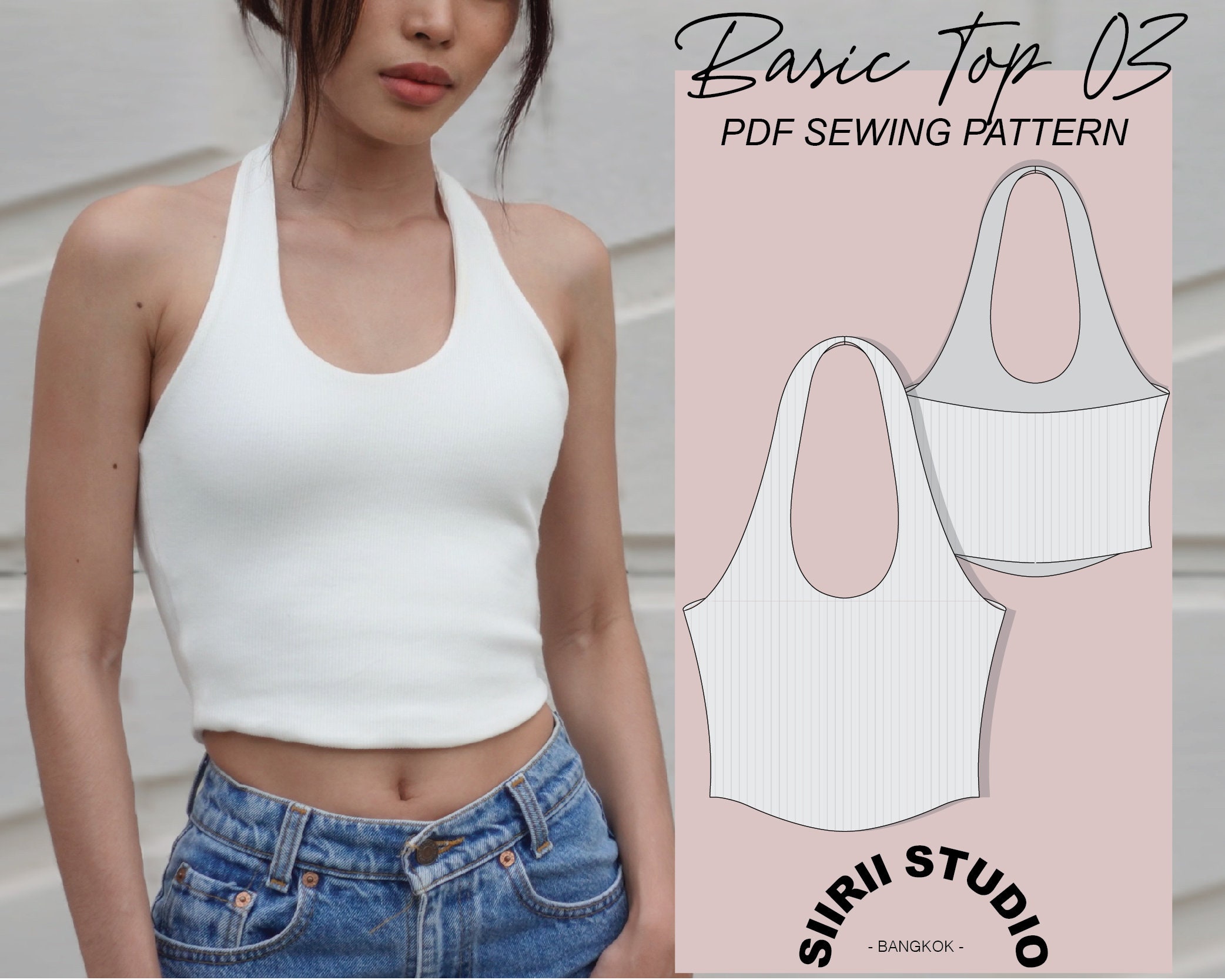 Halter Top & Dress Sewing Pattern PDF Instant Download Print at