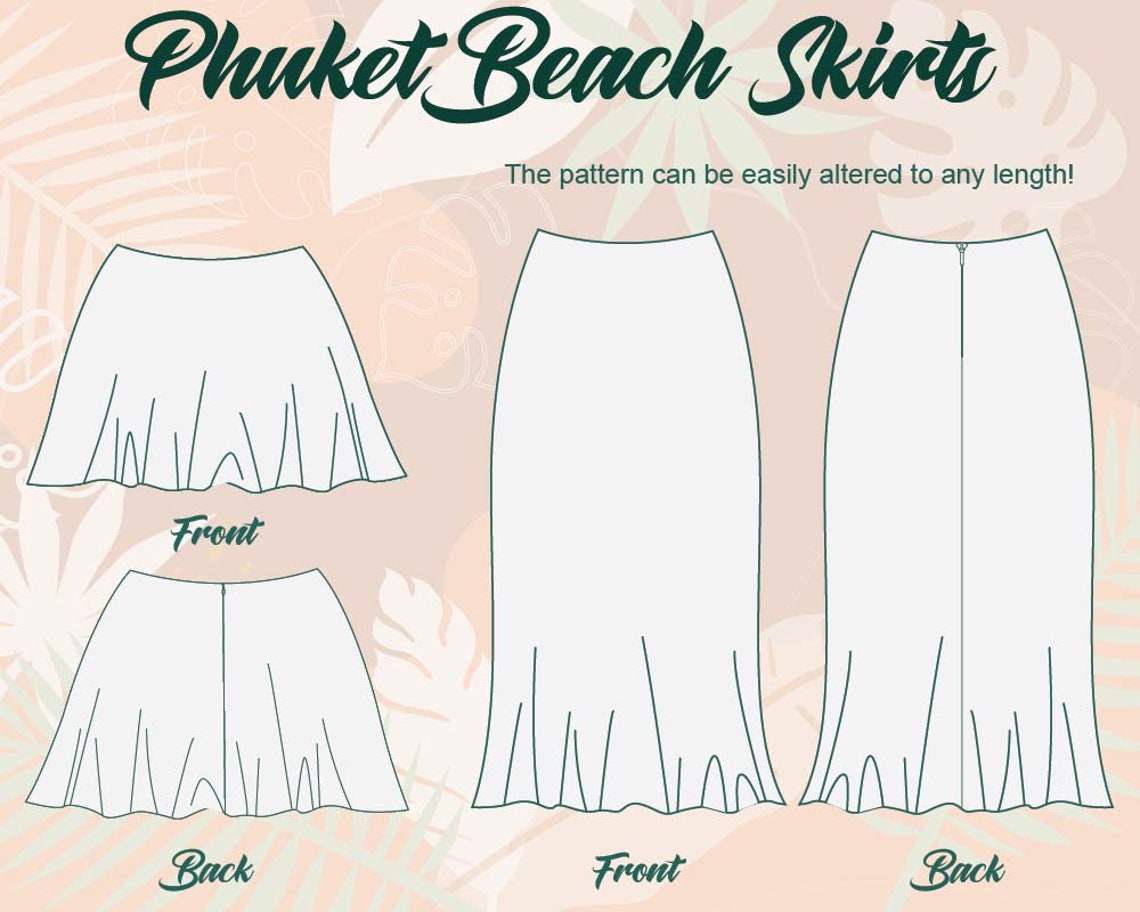 Beach Skirt Sewing Pattern PDF Instant download Print at | Etsy