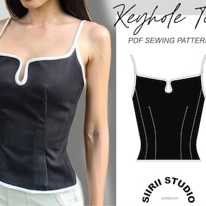 Keyhole Top Sewing Pattern PDF | Instant download | Print at home | Size XS, S, M, L, XL