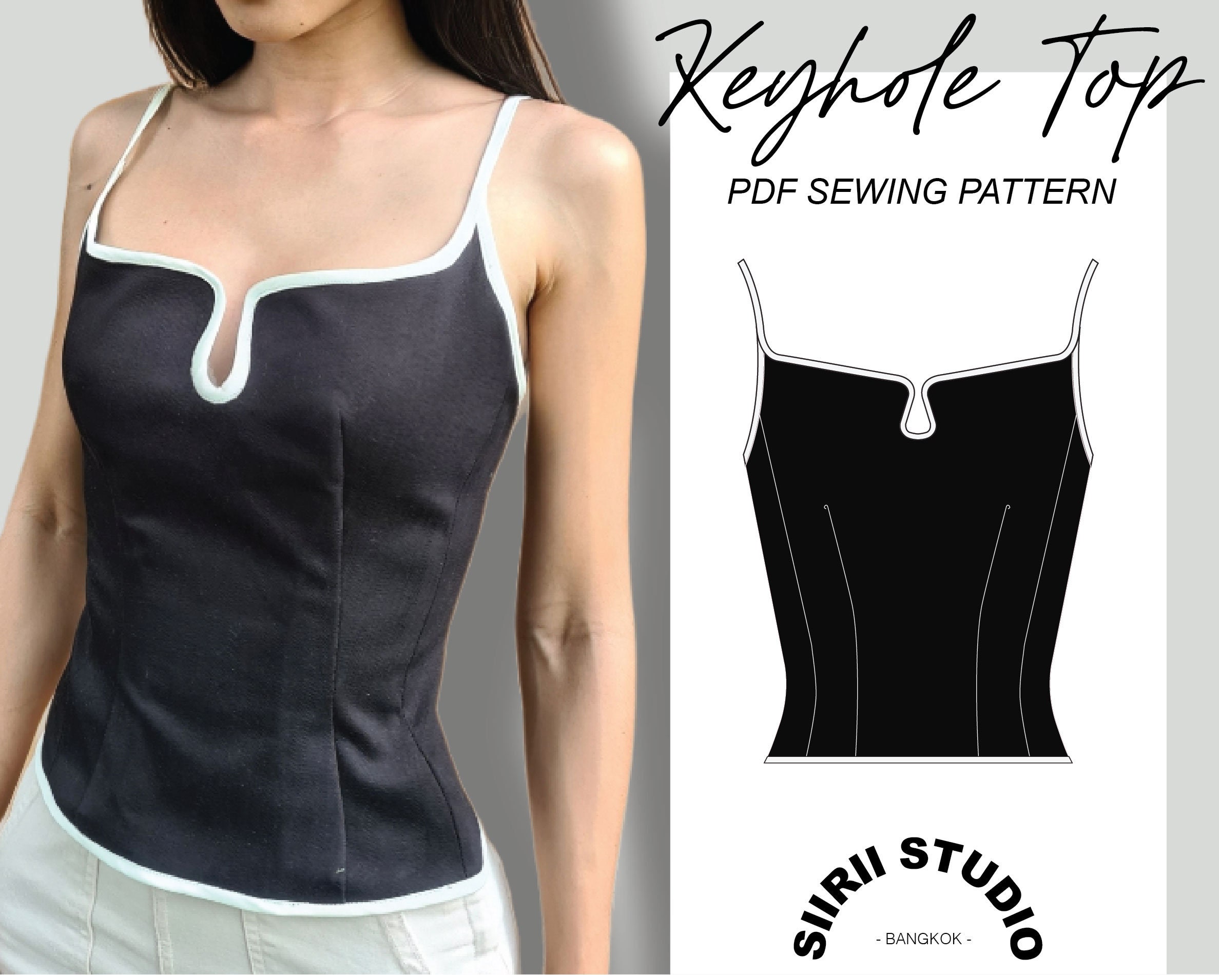 Keyhole Top Sewing Pattern PDF Instant Download Print at Home Size