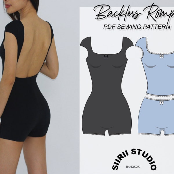 Backless Romper Sewing Pattern PDF | Instant download | Print at home | Size XS-XXL