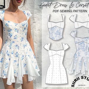 Godet Dress Sewing Pattern PDF | Instant download | Print at home | Size XS-XXL