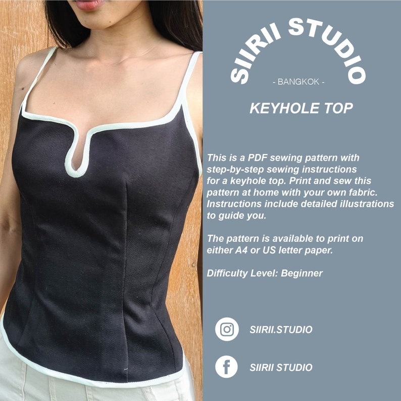 Keyhole Top Sewing Pattern PDF Instant Download Print at Etsy