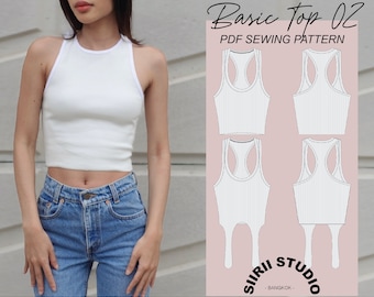 Basic Tank Top Sewing Pattern PDF | Instant download | Print at home | Size XS-XXL