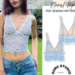 Floral Top Sewing Pattern PDF | Instant download | Print at home | Size XXS-3XL