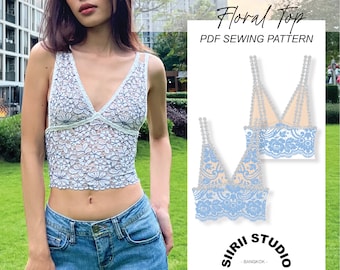 Floral Top Sewing Pattern PDF | Instant download | Print at home | Size XXS-3XL