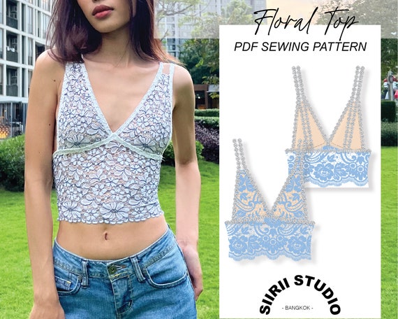 Floral Top Sewing Pattern PDF | Instant download | Print at home | Size XXS-3XL