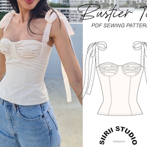 Bustier Top Sewing Pattern PDF | Instant download | Print at home | Size XS, S, M, L, XL