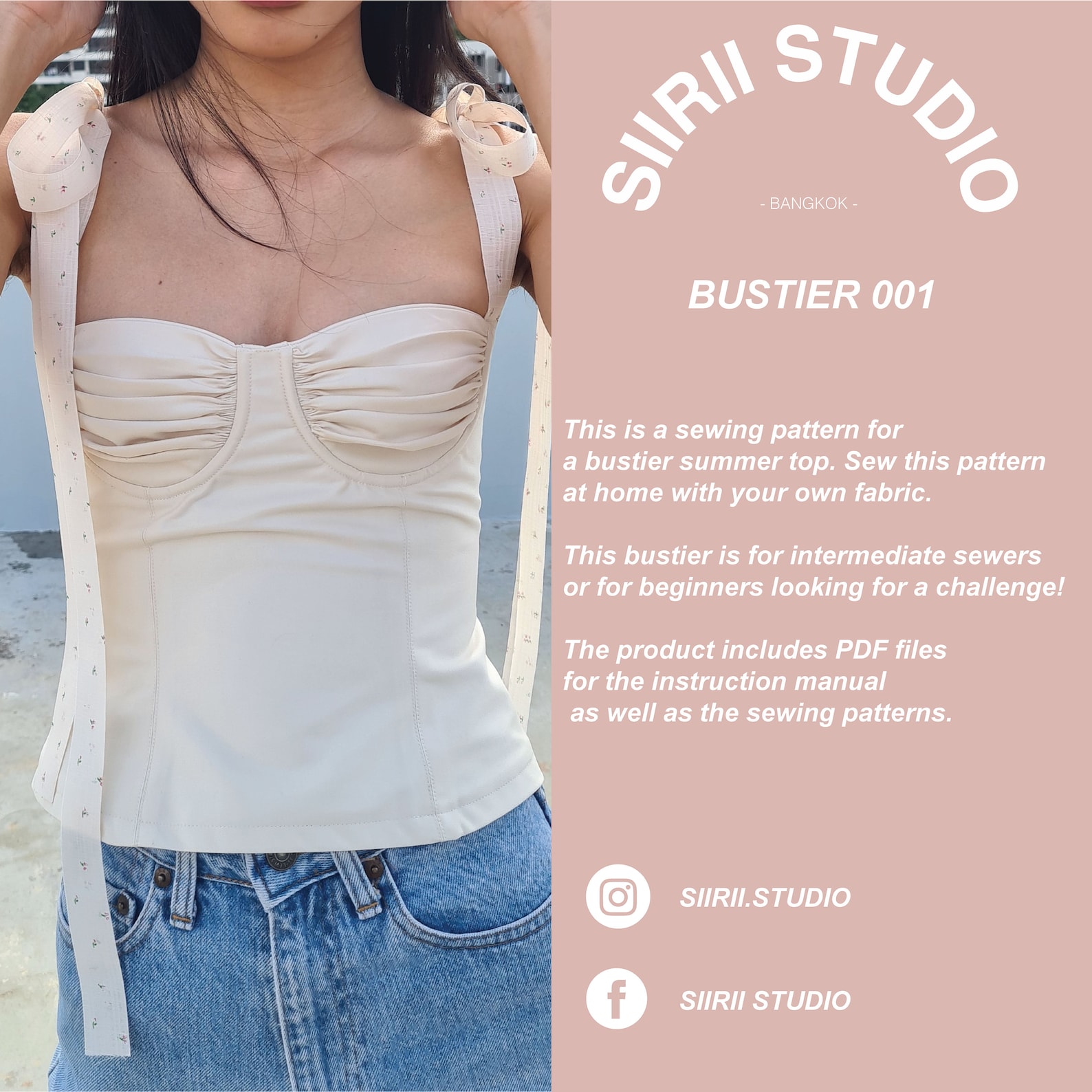 Bustier Top Sewing Pattern PDF Instant download Print at Etsy