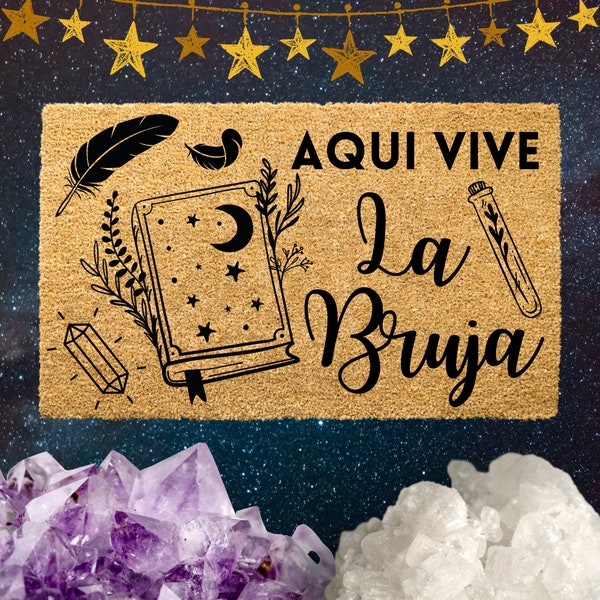 Aqui Vive La Bruja(s)/Brujo(s) Witch Welcome Mat