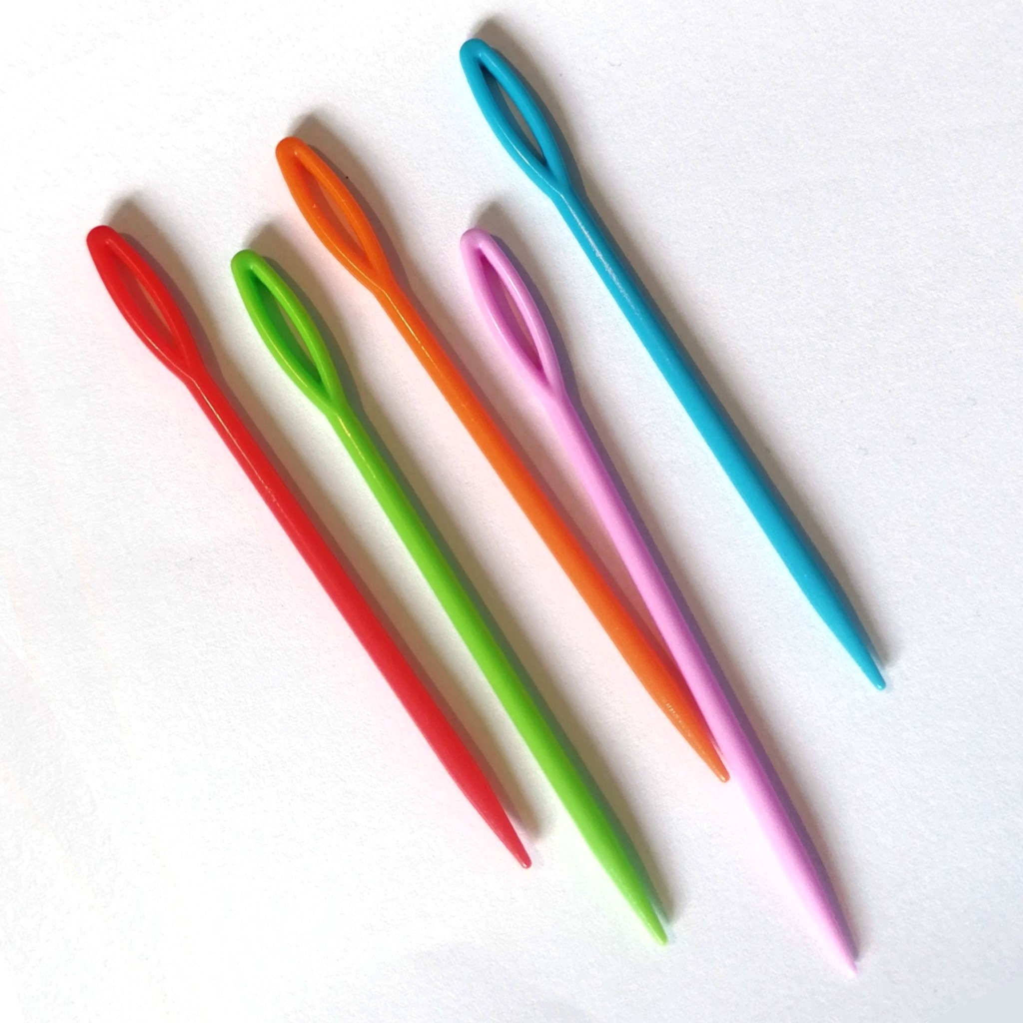Yarn needles pack of 5 assorted colours plastic sewing needles Etsy