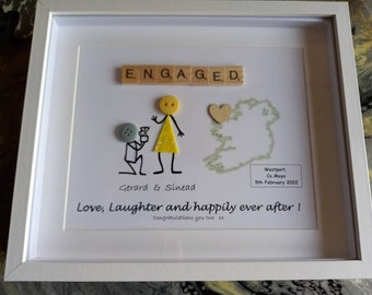 Personalised Engagement gift, Proposal gift, Button wedding gift, Large Framed gift, Button print