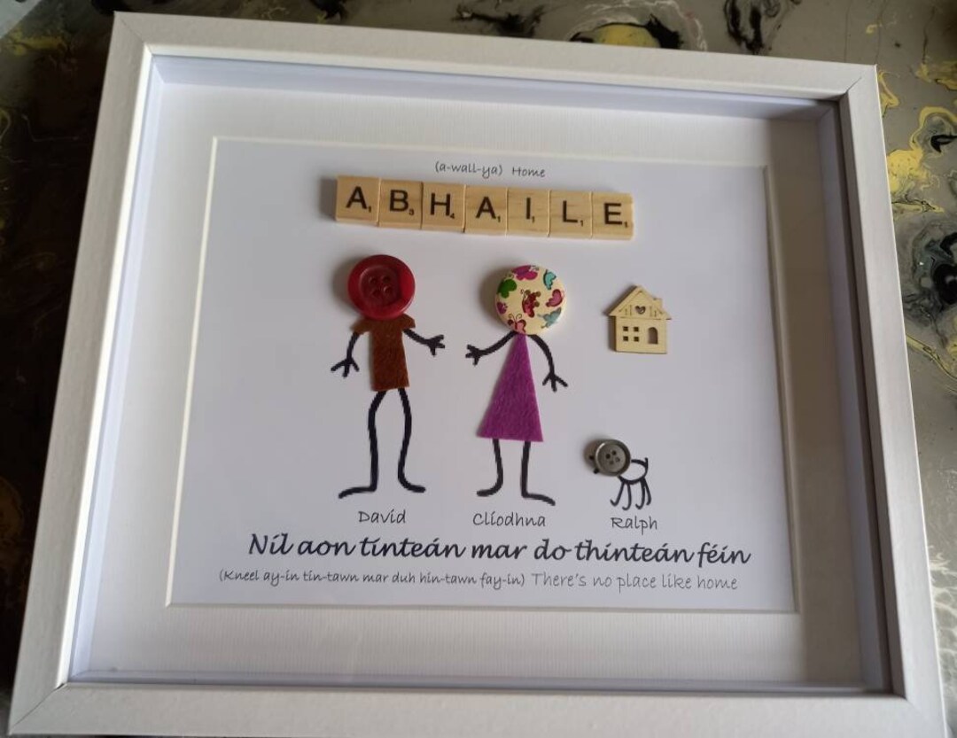 Gaeilge Knopf Familie, Abhaile, Home Knopfdruck, irische Sprüche