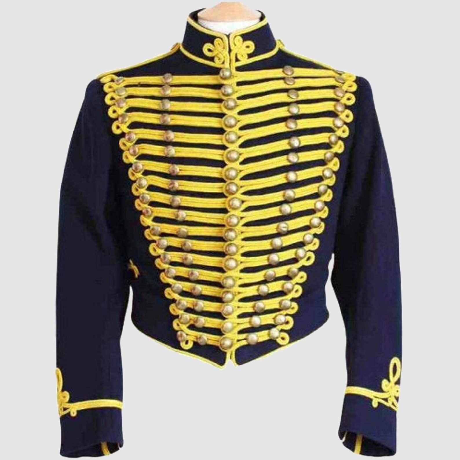 Navy Blue Military Jacket Men's Napoleonic Hussars Tunic Etsy UK
