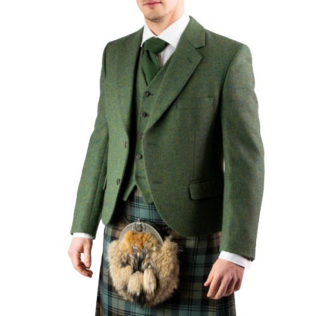 Scottish Lovat Green Wool Kilt Jacket With Waistcoat Men's Etsy UK