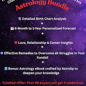 Paquete de Astrología Védica // Análisis de la Carta Astral // Perspectivas sobre el Amor, las Relaciones y la Carrera Profesional // Remedios para Superar todas las Luchas en tu Kundali