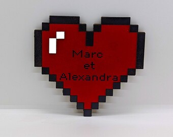Customizable wooden pixelated heart